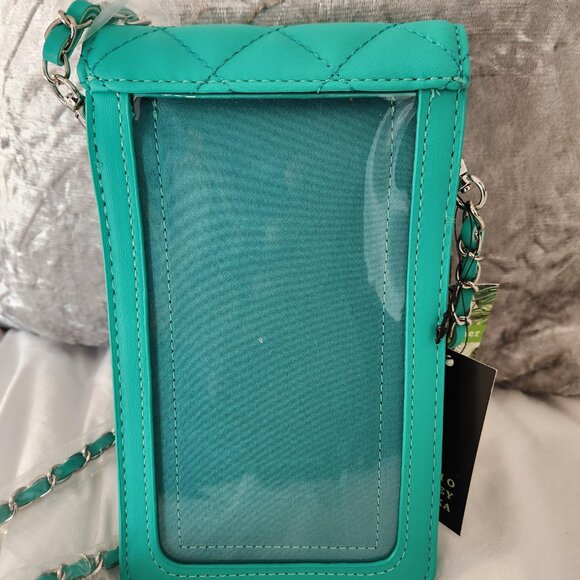 Badgley Mischka Teal Crossbody Bag with Pearl Accents - Picture 4 of 4